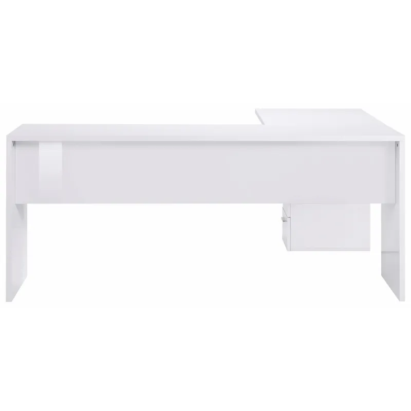 Scrivania 180x160 cm Bianco Laccato Lucido Angolare con Cassettiera 3 Cassetti - New Luna