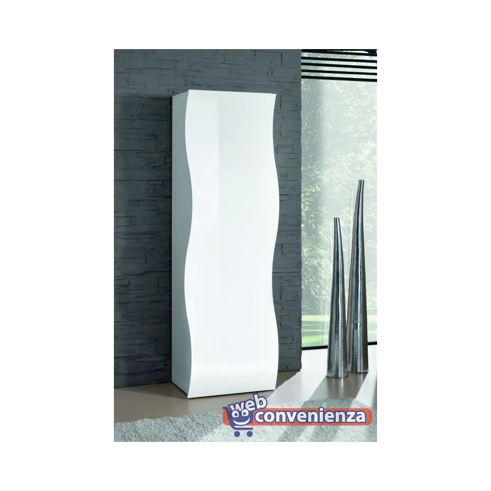 Composizione ingresso 234x39,5 cm Bianco Laccato Lucido design moderno con specchio e scarpiera - Mare