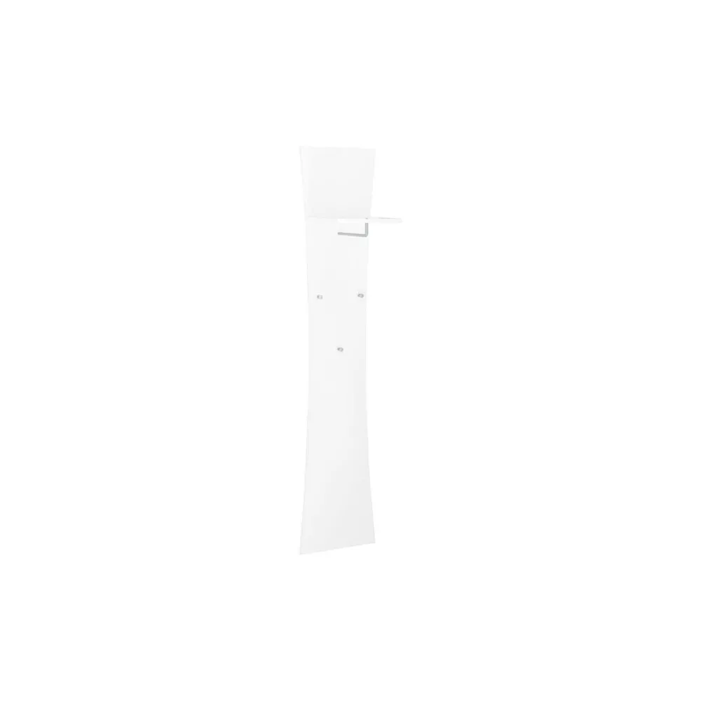 Appendiabiti 170x35 Bianco Laccato Lucido Sospeso a Muro con Ganci e Ripiano - Robin