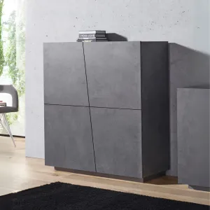 Credenza 120x126 cm Ardesia Moderna 4 Ante Asimmetriche - Sprint