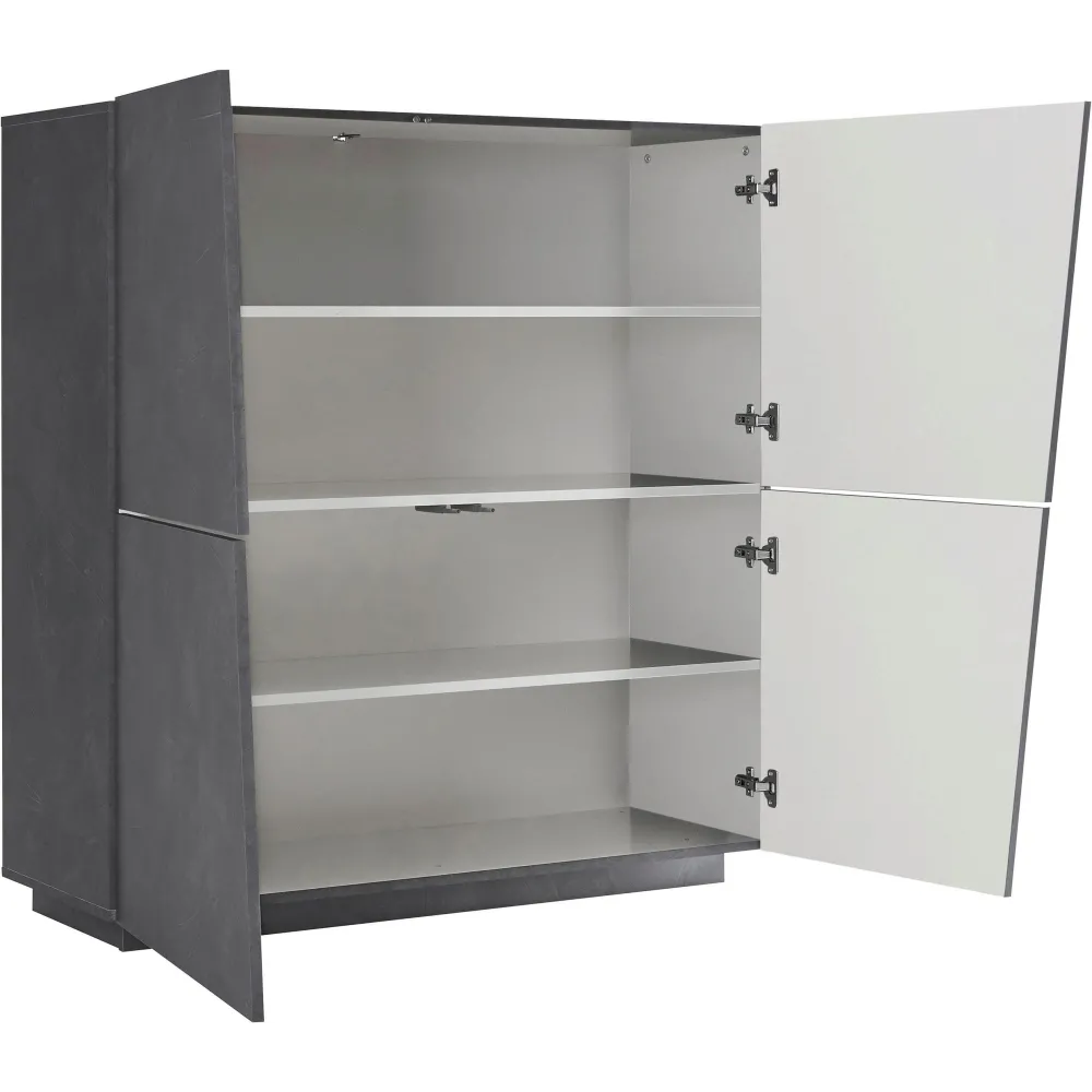 Credenza 120x126 cm Ardesia Moderna 4 Ante Asimmetriche - Sprint