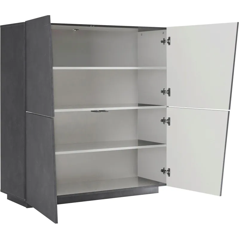 Credenza 120x126 cm Ardesia Moderna 4 Ante Asimmetriche - Sprint