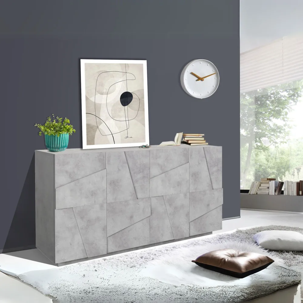 Madia 162x44x86 cm Bianco Laccato Lucido 4 Ante Battenti - Web