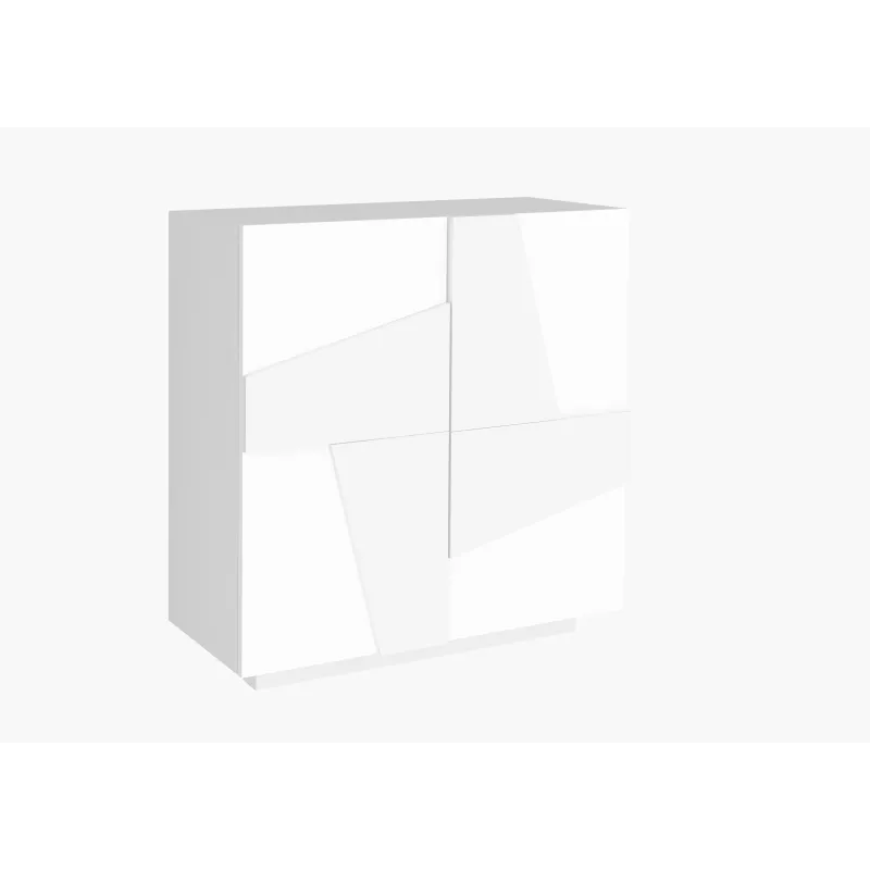 Scarpiera 81x38x86 cm Bianco Laccato Lucido Moderna 2 Ante Battente - Web