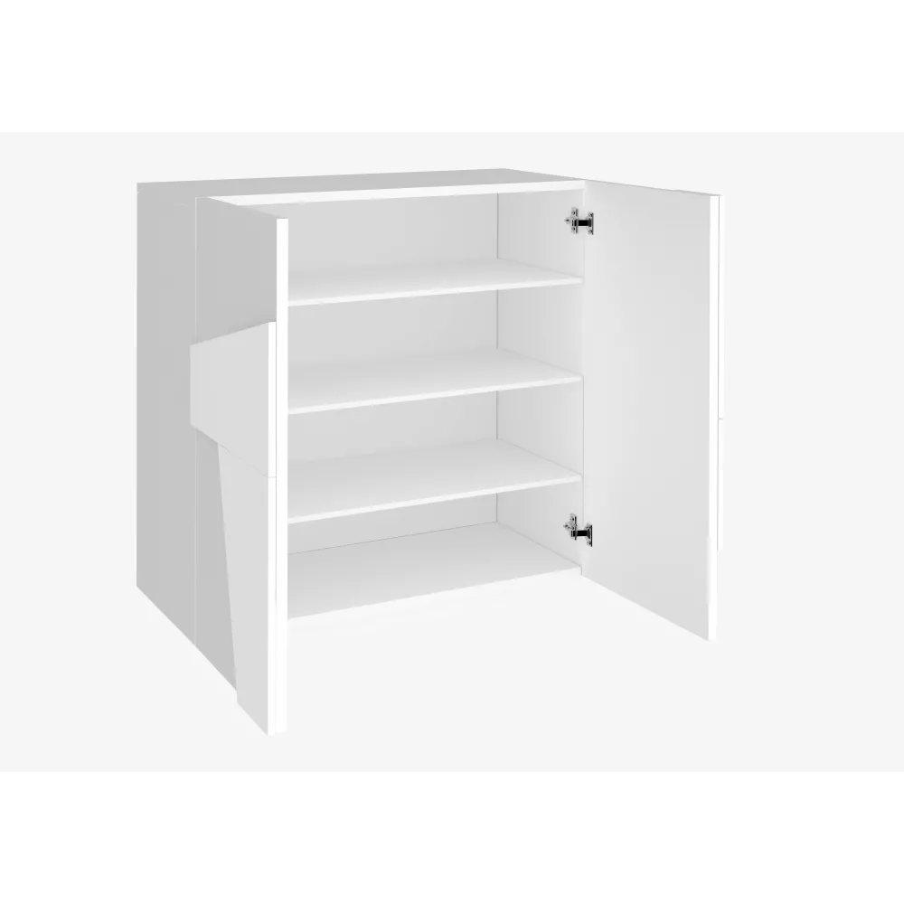 Scarpiera 81x38x86 cm Bianco Laccato Lucido Moderna 2 Ante Battente - Web