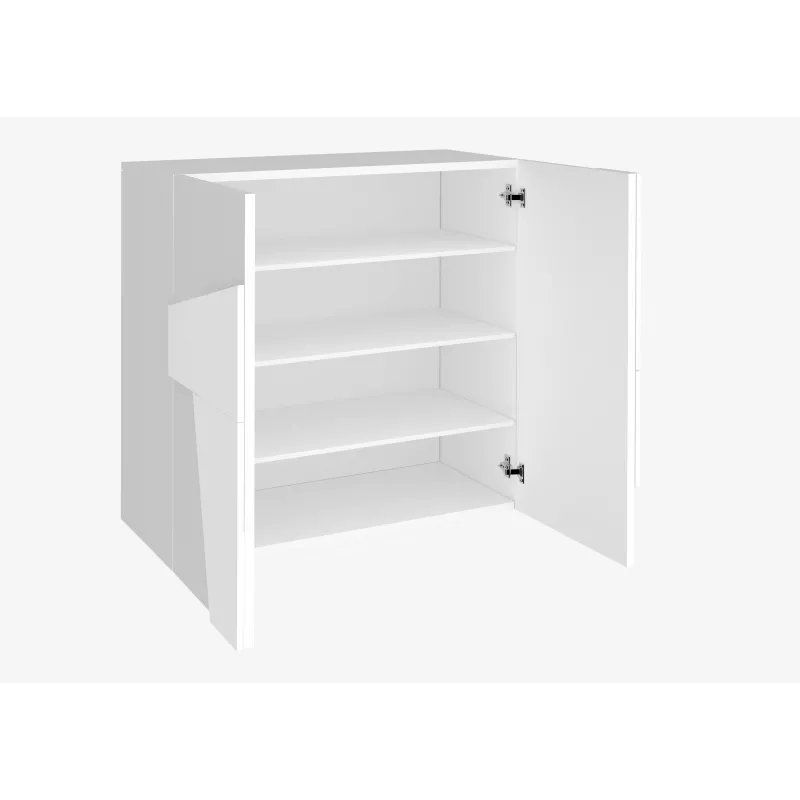 Scarpiera 81x38x86 cm Bianco Laccato Lucido Moderna 2 Ante Battente - Web
