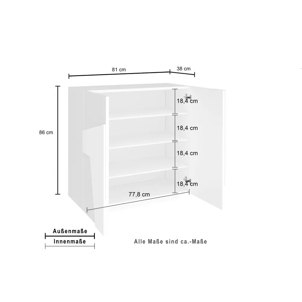 Scarpiera 81x86x38 cm Bianco Laccato Lucido Design Moderno e Funzionale - Web 2