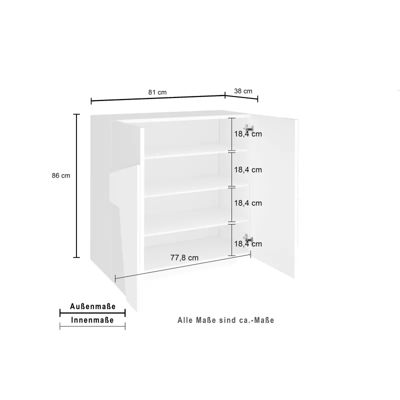 Scarpiera 81x86x38 cm Bianco Laccato Lucido Design Moderno e Funzionale - Web