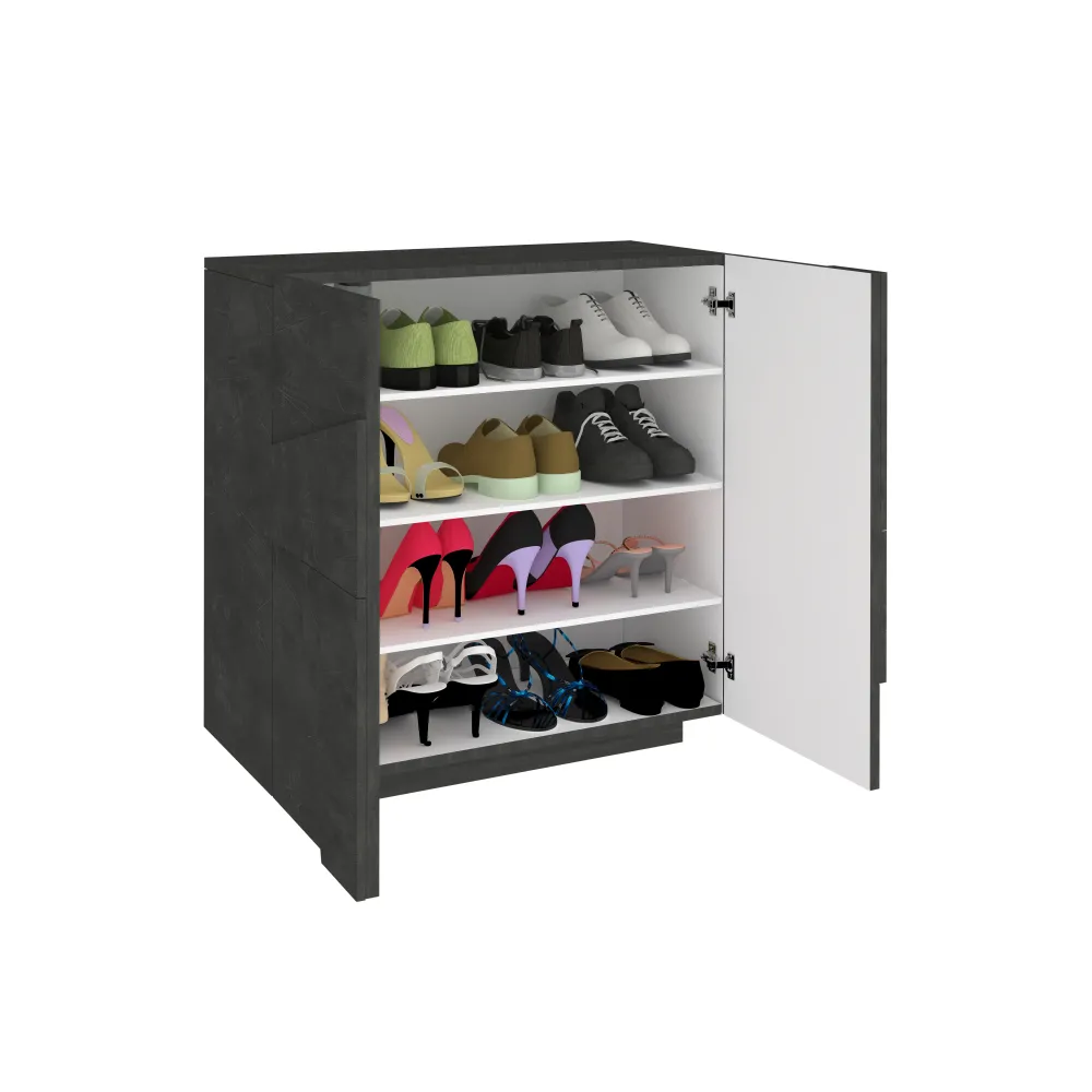 Scarpiera 81x86x38 cm Bianco Laccato Lucido Design Moderno e Funzionale - Web