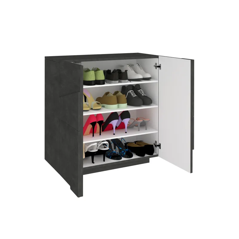 Scarpiera 81x86x38 cm Bianco Laccato Lucido Design Moderno e Funzionale - Web