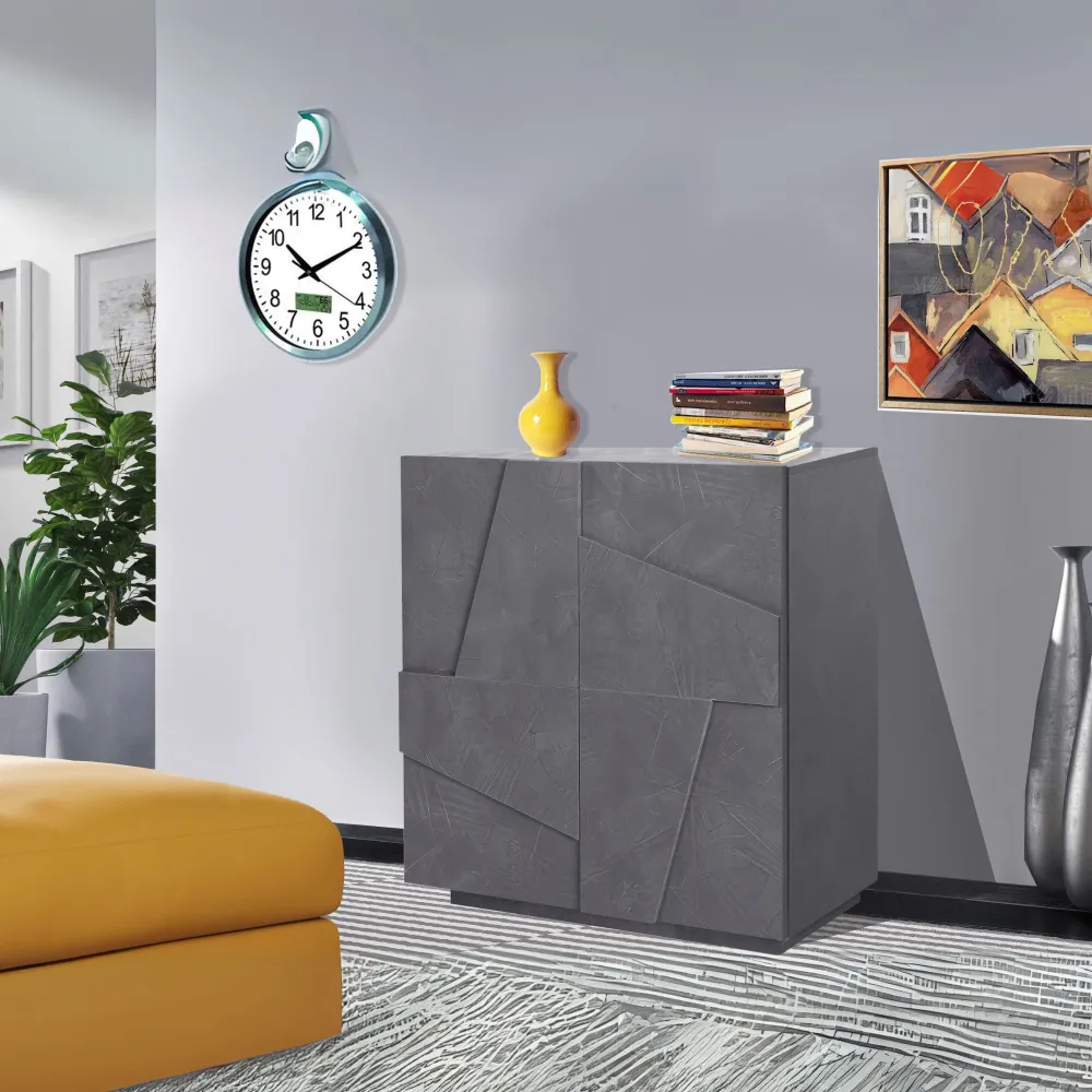 Madia 81,2x86x44,2 cm Bianco Laccato Lucido 2 Ante Battenti Moderna - Web