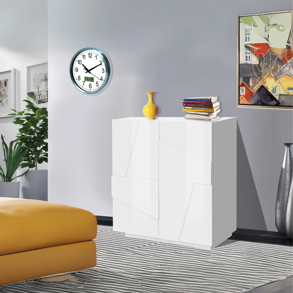 Madia 81x86 cm Bianco Laccato Lucido 2 Ante Battenti Moderna - Web