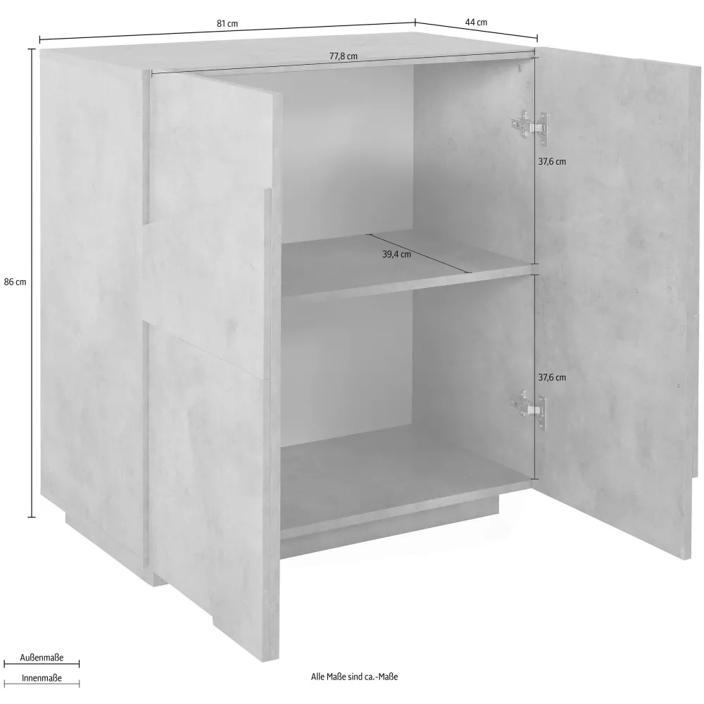 Madia 81x86 cm Bianco Laccato Lucido 2 Ante Battenti Moderna - Web 2