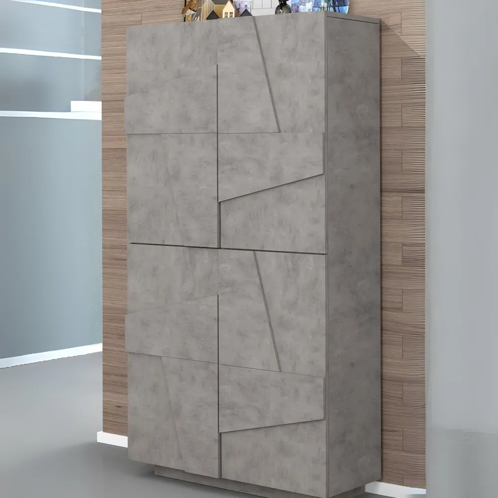 Scarpiera 81,2x167,6x39,5 cm Cemento Bronx 4 Ante Moderna - Web
