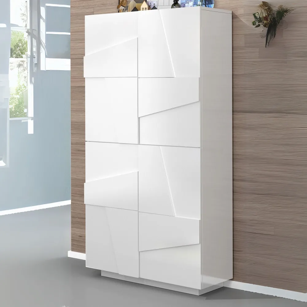 Scarpiera 81x168 Bianco Lucido 4 Ante Moderne - Web
