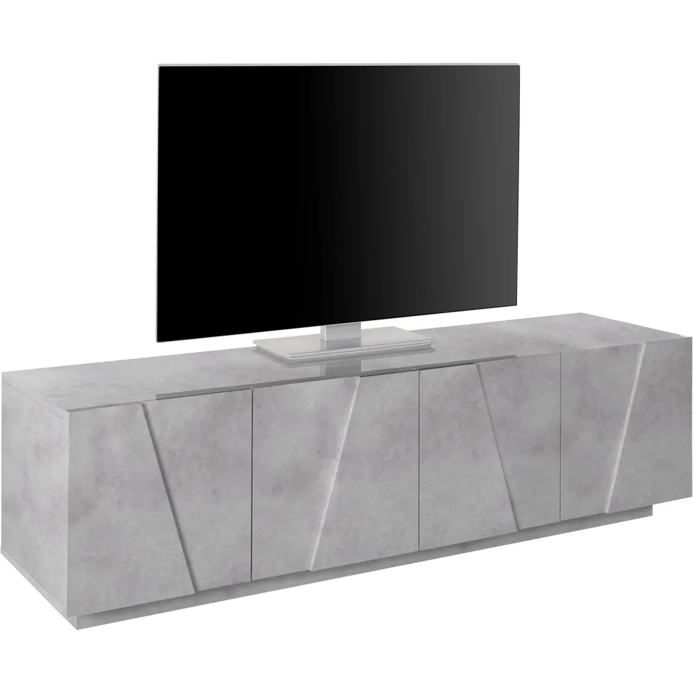 Porta TV 162x46 cm Bianco Laccato Lucido Design Moderno con 4 Ante e Ripiani Centrali - Web