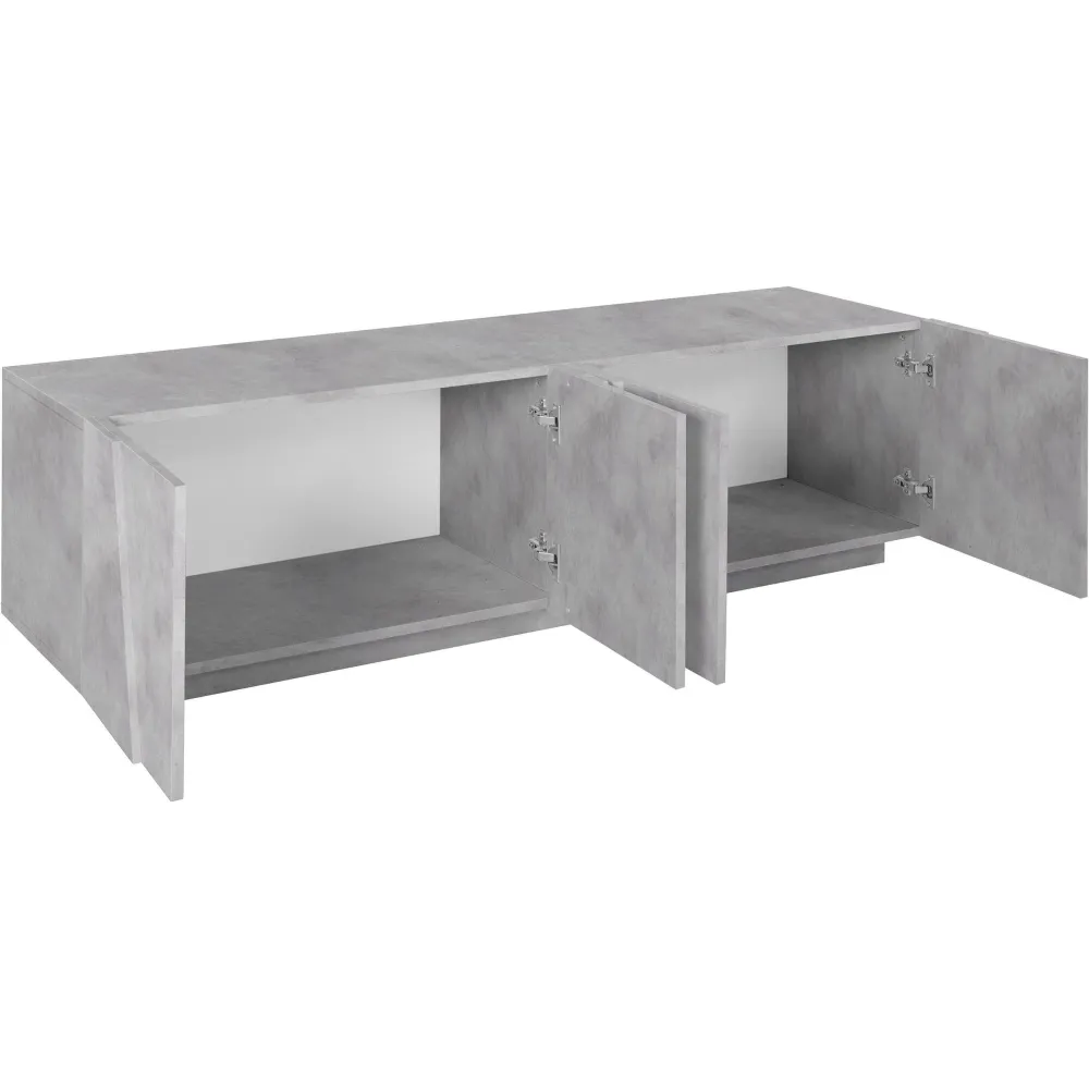 Porta TV 162x46 cm Bianco Laccato Lucido Design Moderno con 4 Ante e Ripiani Centrali - Web