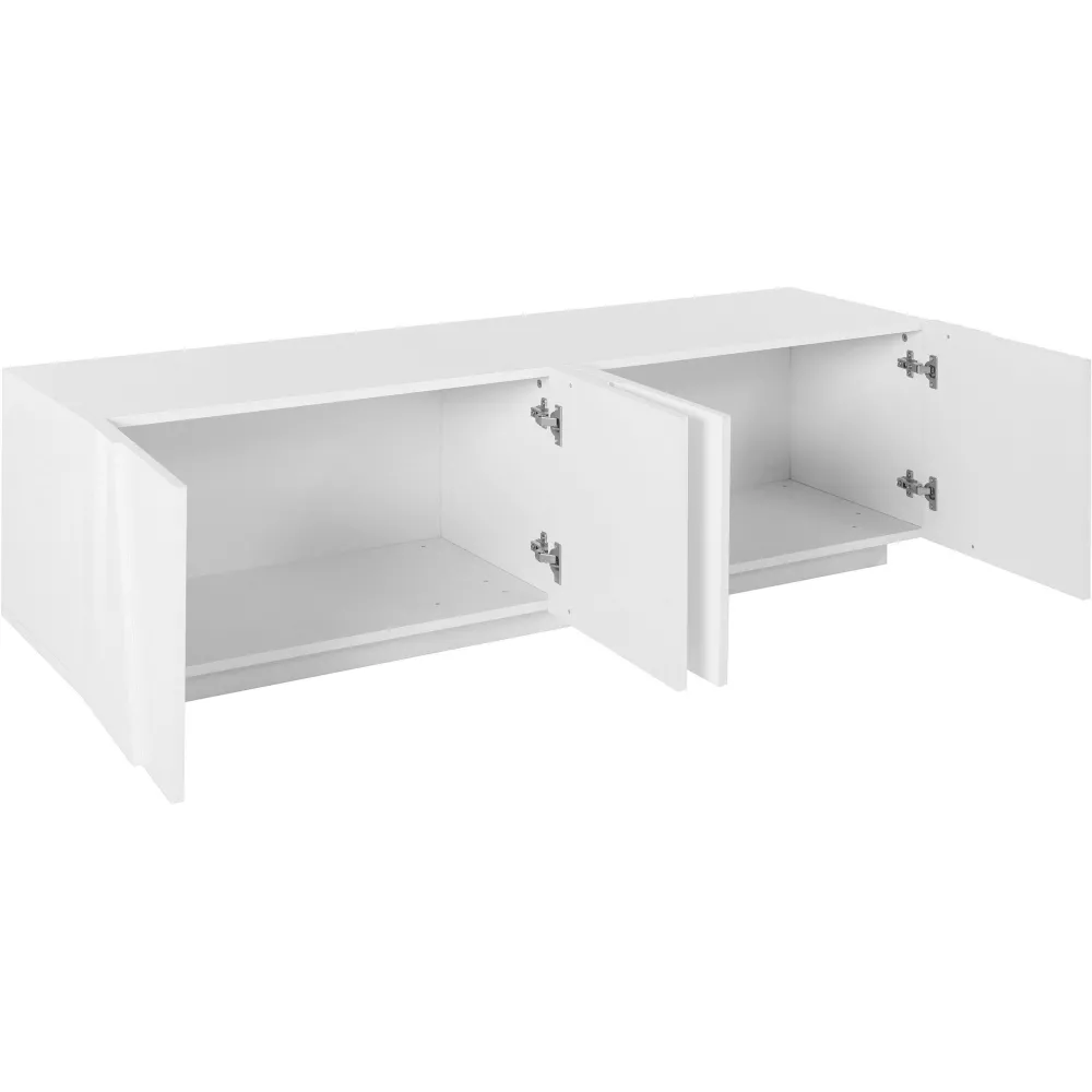 Porta TV 162x46 Bianco Laccato Lucido Design Moderno con 4 Ante e Ripiani Centrali - Web