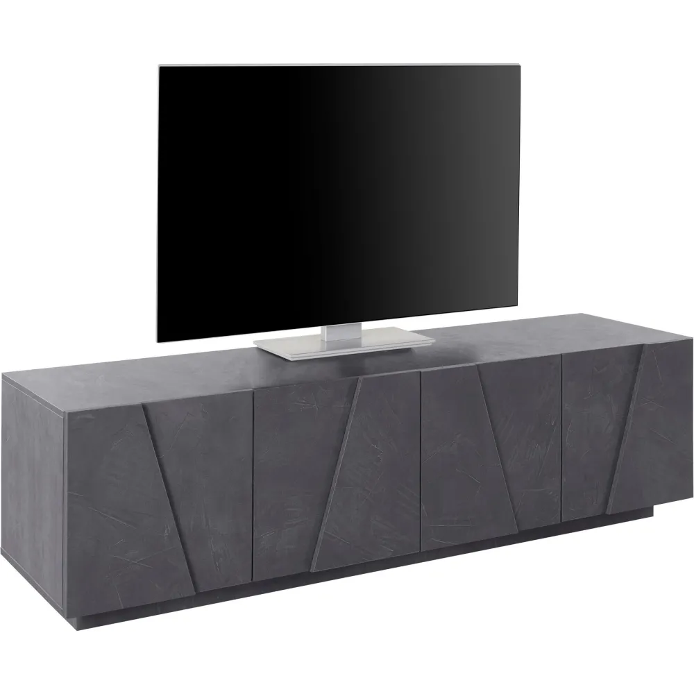 Porta TV 162x46 cm Bianco Laccato Lucido Design Moderno con 4 Ante Battenti - Web