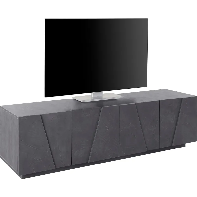 Porta TV 162x46 cm Bianco Laccato Lucido Design Moderno con 4 Ante Battenti - Web