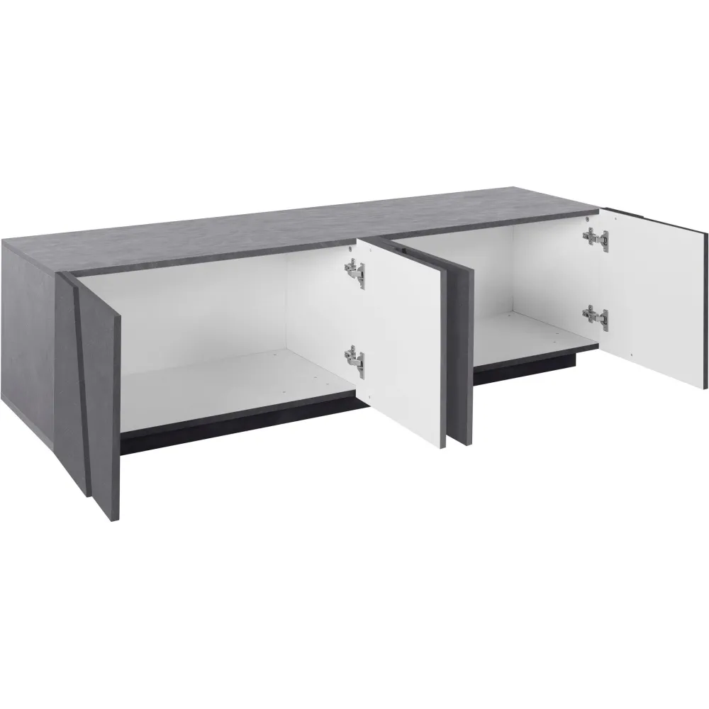 Porta TV 162x46 cm Bianco Laccato Lucido Design Moderno con 4 Ante Battenti - Web