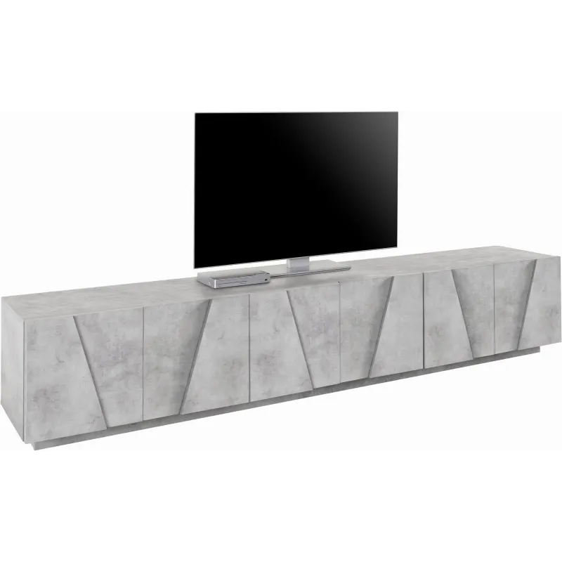 Porta TV 243,6x46x44,2 cm Bianco Laccato Lucido Design Moderno con 6 Ante e Ripiani - Web