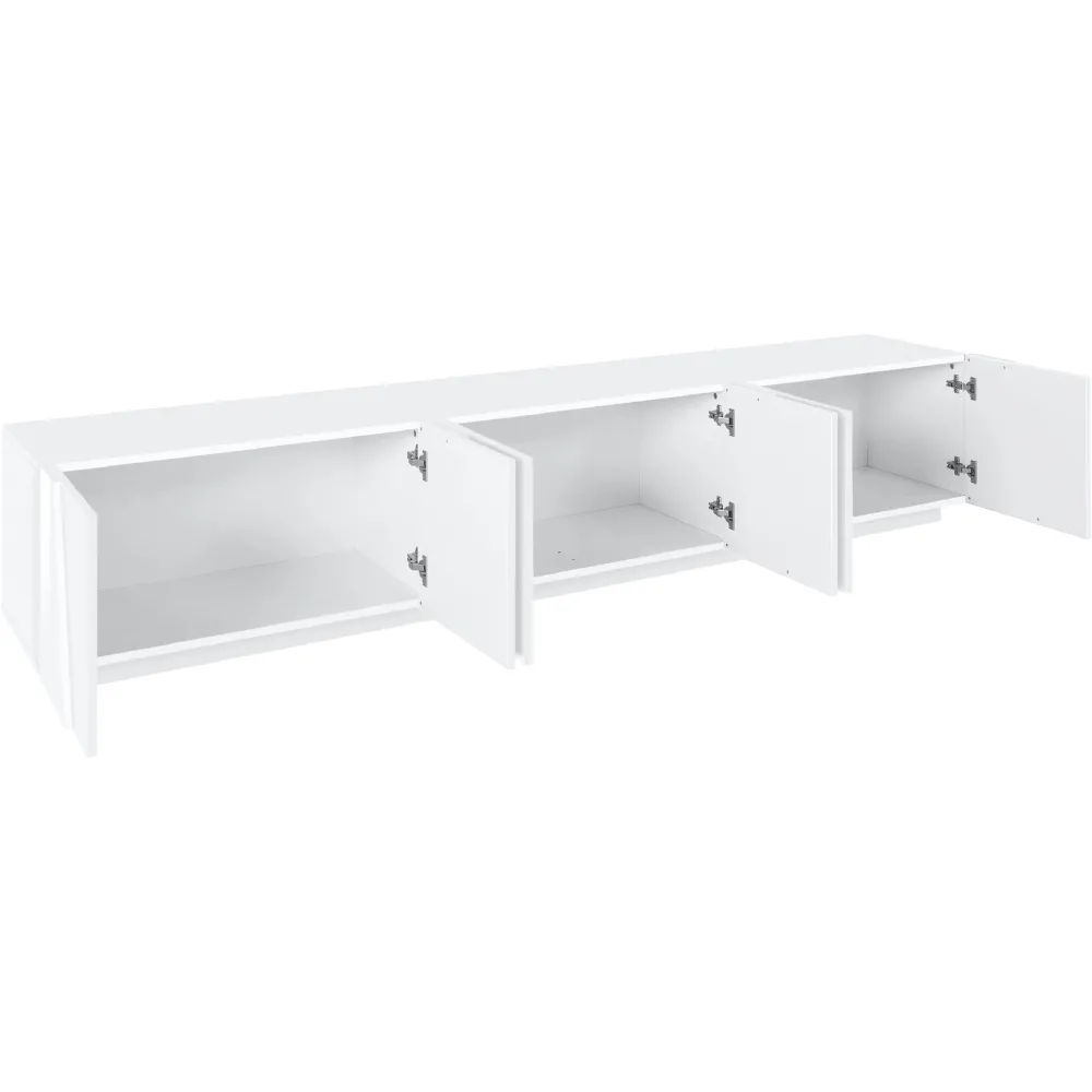 Porta TV 180x40x75 Bianco Laccato Lucido 6 Ante Design Moderno - Web