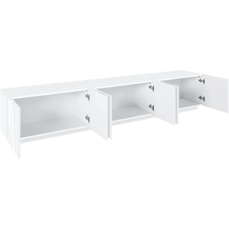 Porta TV 180x40x75 Bianco Laccato Lucido 6 Ante Design Moderno - Web