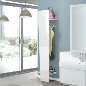 Appendiabiti 40x200x30 cm Bianco Laccato Lucido Frontale Asimmetrico Ingresso - Web