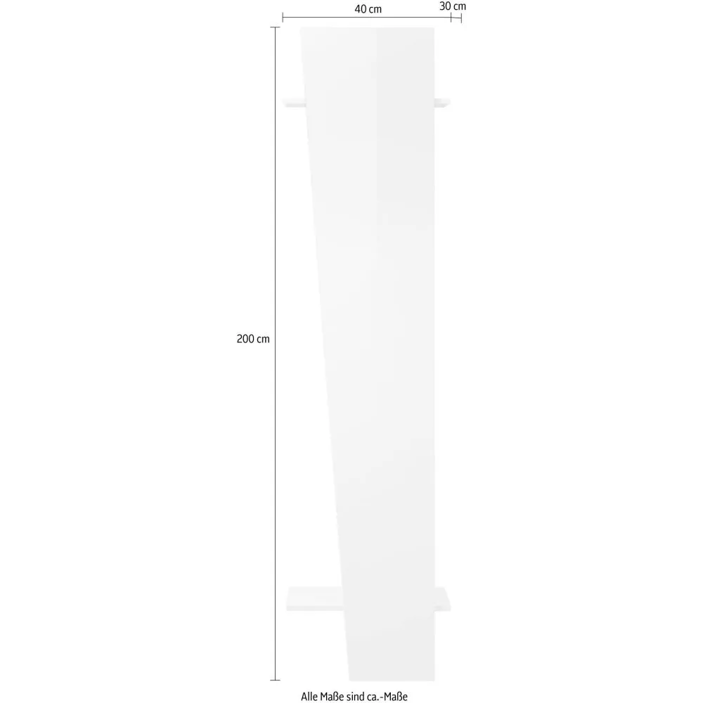 Appendiabiti 40x200x30 cm Bianco Laccato Lucido Design Asimmetrico - Web