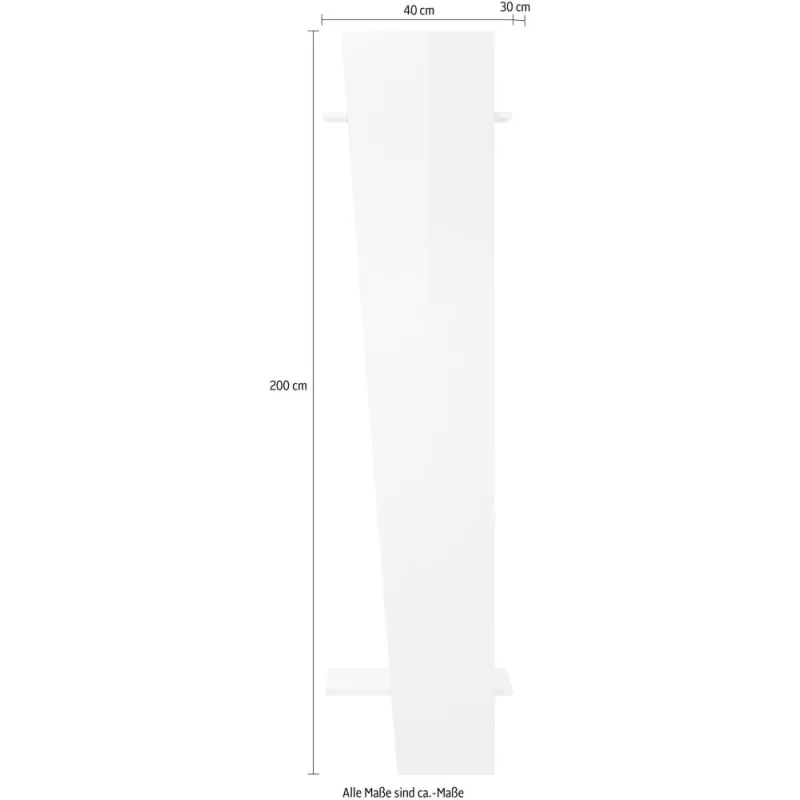 Appendiabiti 40x200x30 cm Bianco Laccato Lucido Design Asimmetrico - Web
