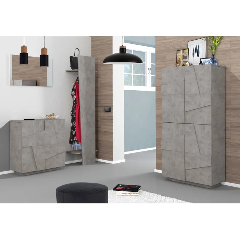 Appendiabiti 40x200x30 cm Bianco Laccato Lucido Design Asimmetrico - Web