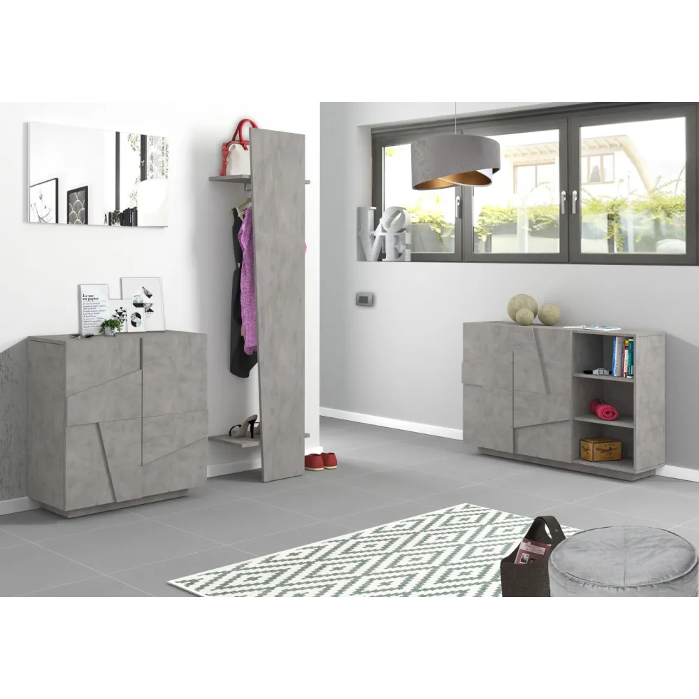 Appendiabiti 40x200x30 cm Bianco Laccato Lucido Design Asimmetrico - Web