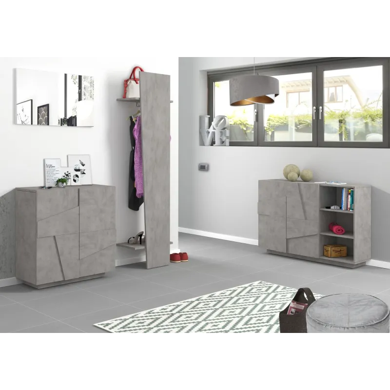 Appendiabiti 40x200x30 cm Bianco Laccato Lucido Design Asimmetrico - Web
