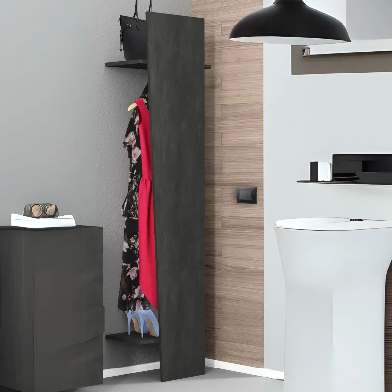 Appendiabiti 40x200x30 cm Bianco Laccato Lucido Frontale Asimmetrico per Ingressi Eleganti - Web