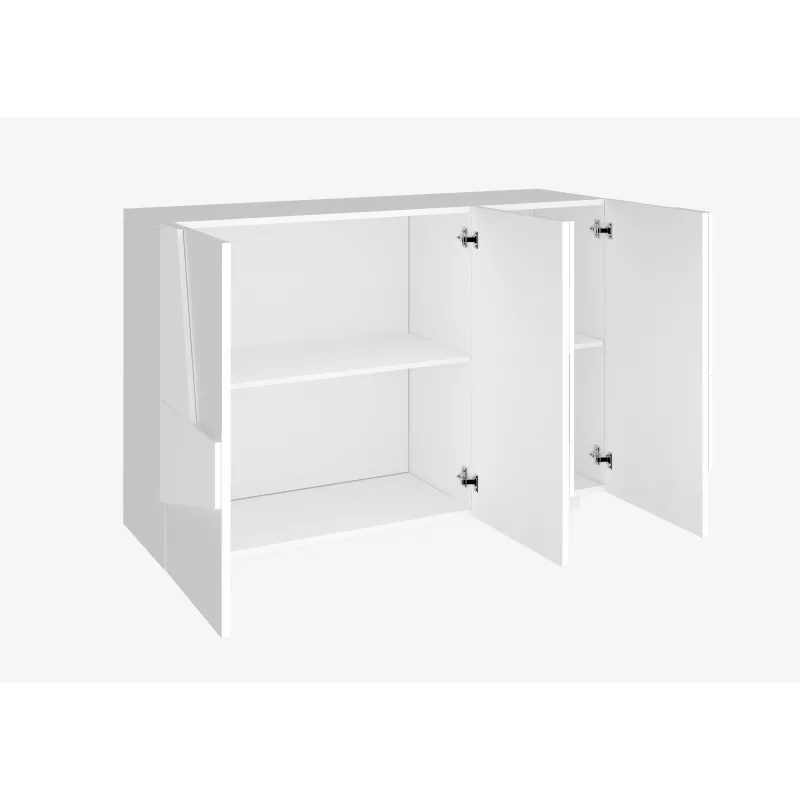 Madia 121x86x38 cm Bianco Laccato Lucido 3 Ante Moderna Made in Italy - Web