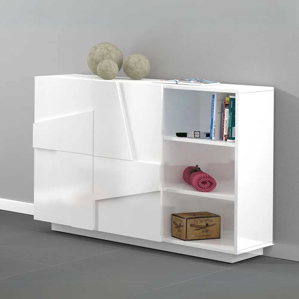 Madia 160x40x80 Bianco Laccato Lucido 2 Ante Battenti - Web