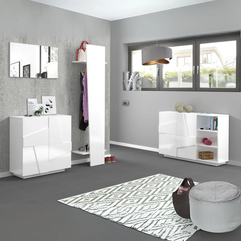 Madia 160x40x80 Bianco Laccato Lucido 2 Ante Battenti - Web