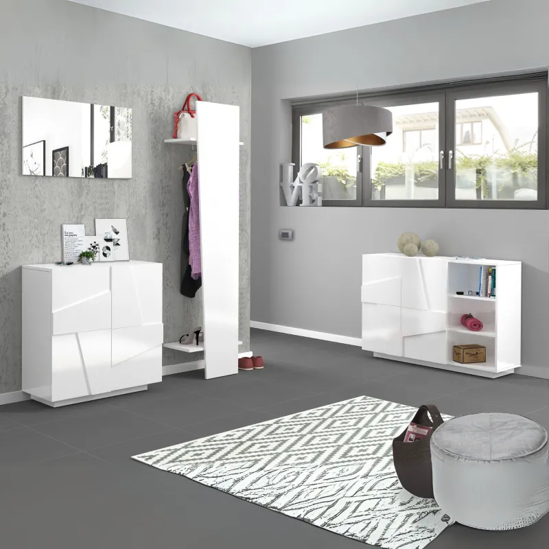 Madia 160x40x80 Bianco Laccato Lucido 2 Ante Battenti - Web