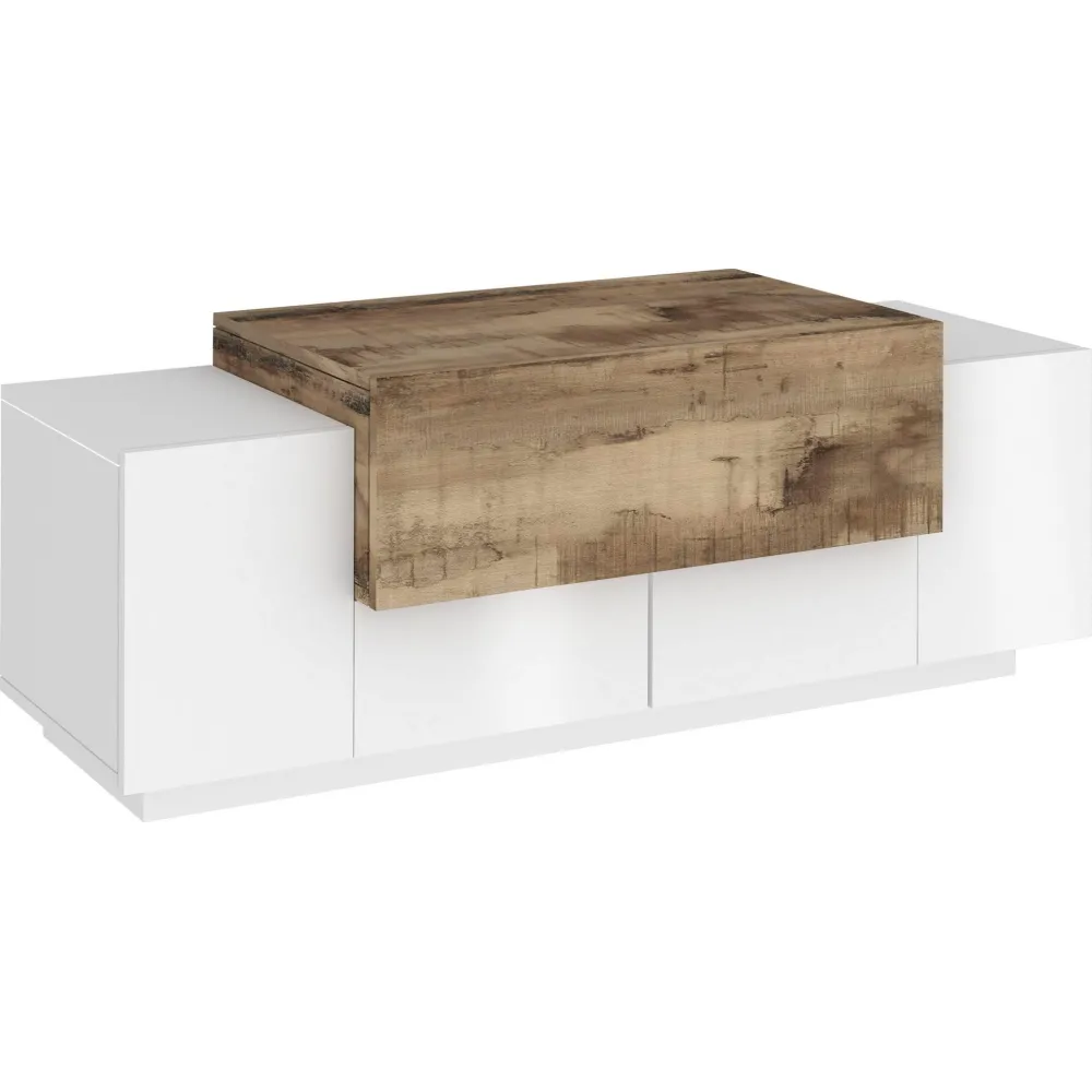 Madia 120x46x45 cm Bianco Laccato Lucido Design Contemporaneo Ingresso - Band