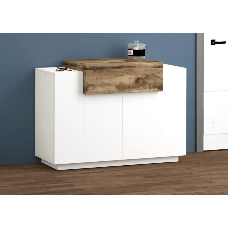 Madia 120x86x45 cm Bianco Laccato Lucido Ingresso Contemporaneo - Band