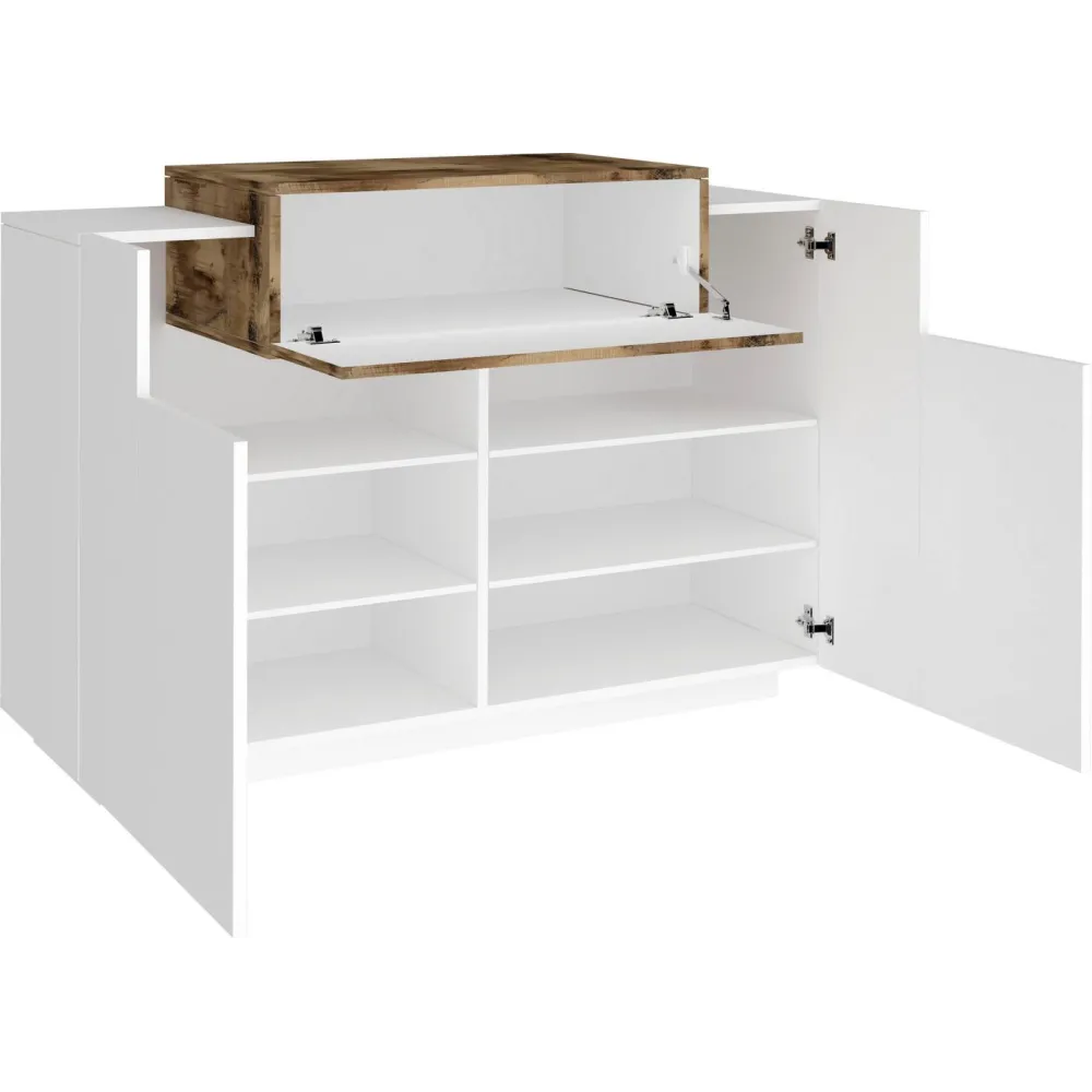 Madia 120x86x45 cm Bianco Laccato Lucido Ingresso Contemporaneo - Band