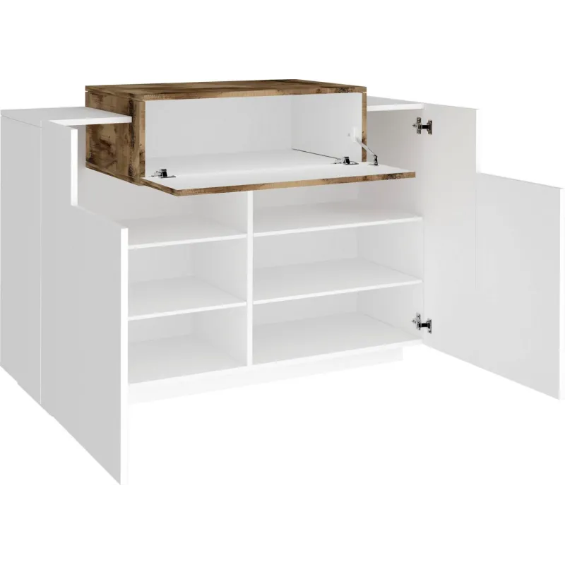 Madia 120x86x45 cm Bianco Laccato Lucido Ingresso Contemporaneo - Band