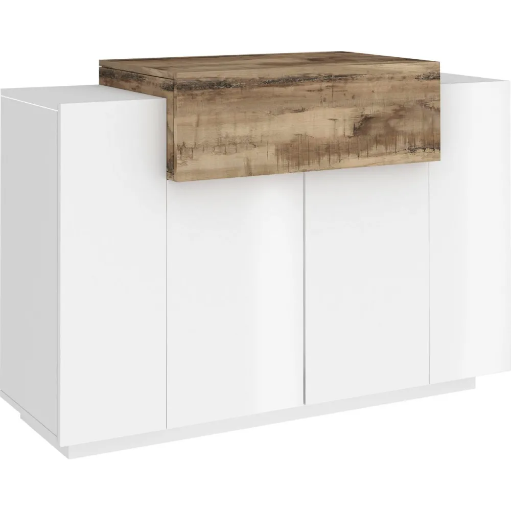 Madia 120x86x45 cm Bianco Laccato Lucido Ingresso Contemporaneo - Band