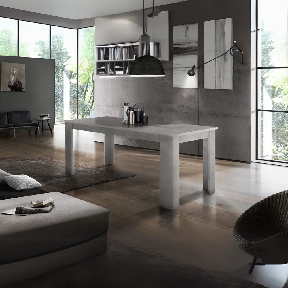 Tavolo Allungabile 140-190 cm Bianco Laccato Lucido Moderno Spazi Ridotti - Ancona
