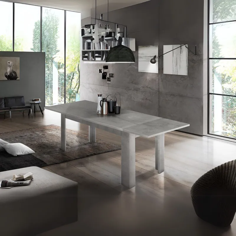 Tavolo Allungabile 140-190 cm Bianco Laccato Lucido Moderno Spazi Ridotti - Ancona