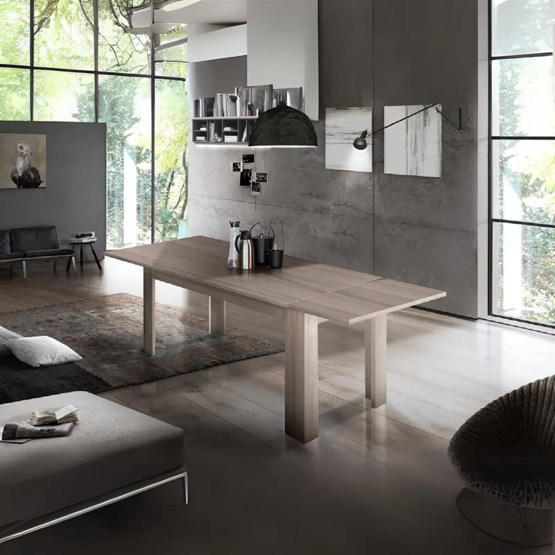 Tavolo Allungabile 140-190 cm Bianco Laccato Lucido Moderno Spazi Ridotti - Ancona