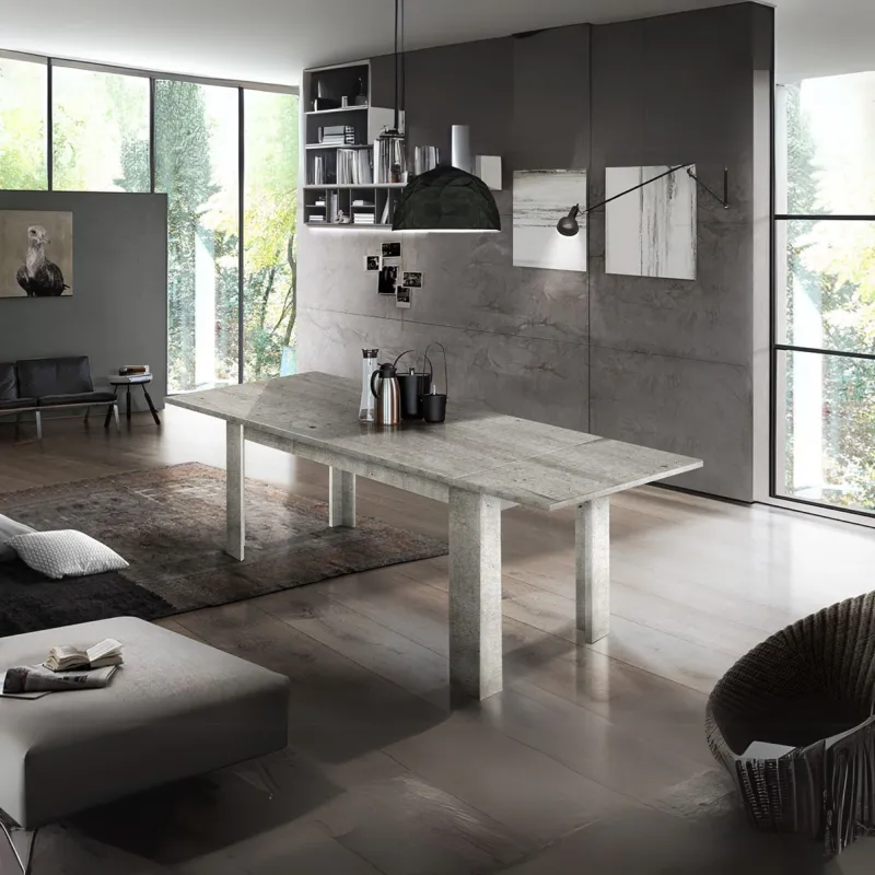 Tavolo 140-190 cm Bianco Laccato Allungabile Moderno - Ancona