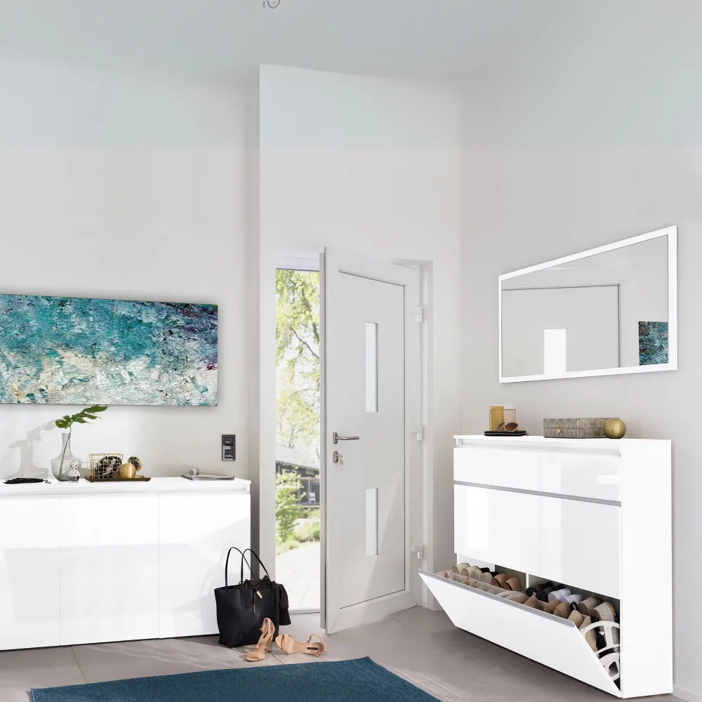 Specchiera 120x60 Bianco Laccato Lucido Design Moderno per Ingressi e Zone Notte - Band