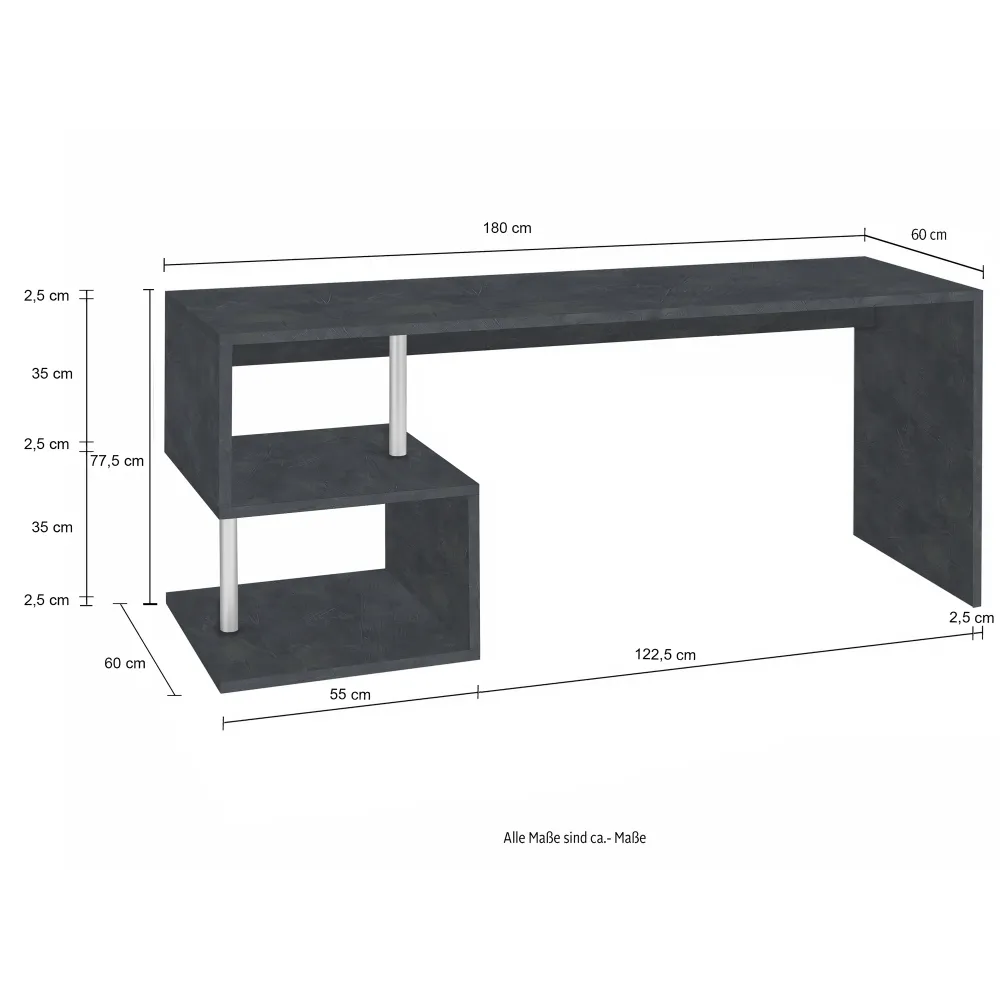 Scrivania 180x60 Bianco Laccato Ripiani S Ufficio Bambini - Zeta 2